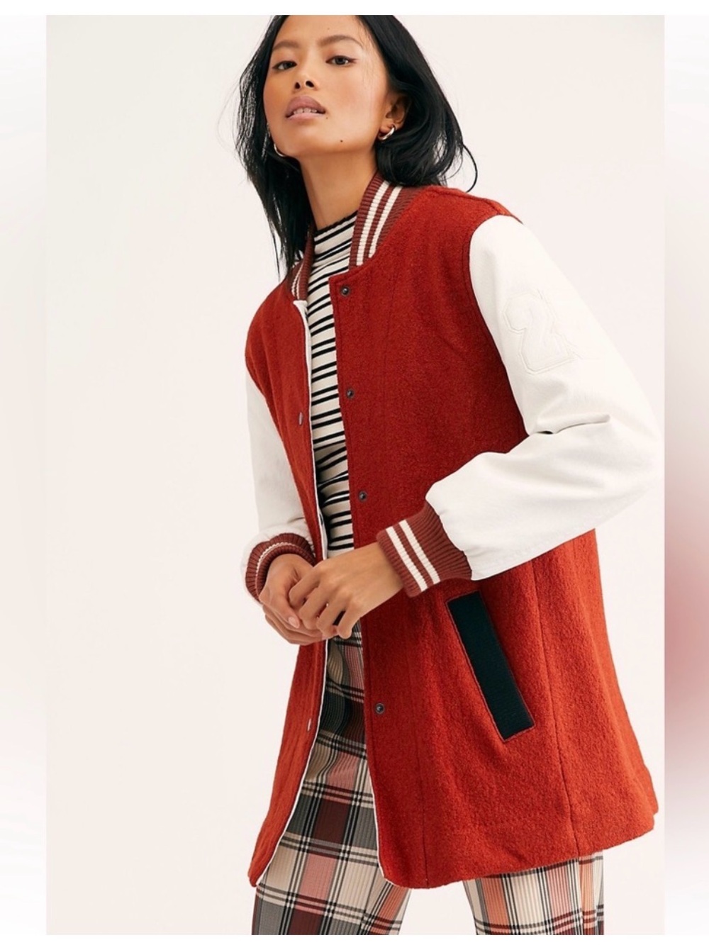 We The Free Red and White Letterman Jacket - Picture 2 of 2